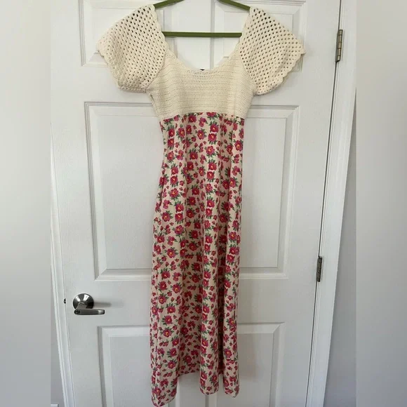 English Factory Cream and Pink Floral Dress - Picture 4 of 4